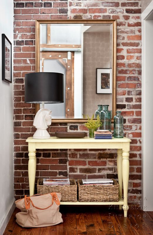 brick wall entry way design