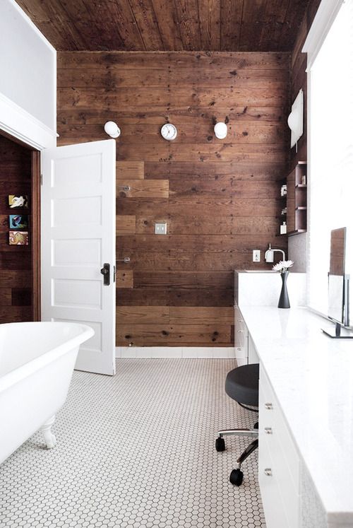 Black, White & Wood Bathroom Design Inspiration