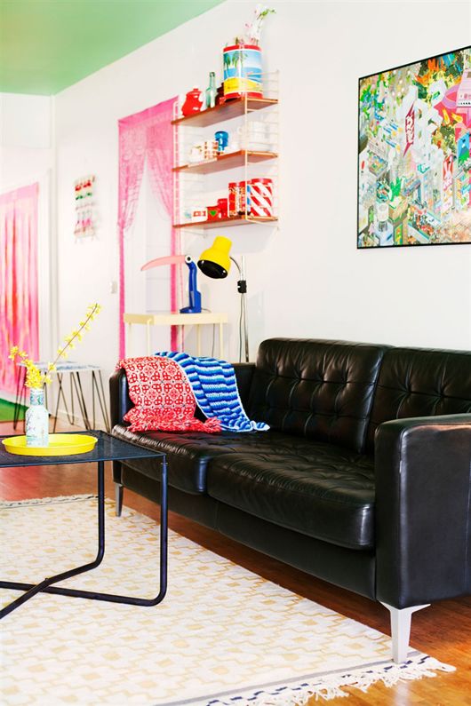 Black, White, and Primary Colors Living Room Design