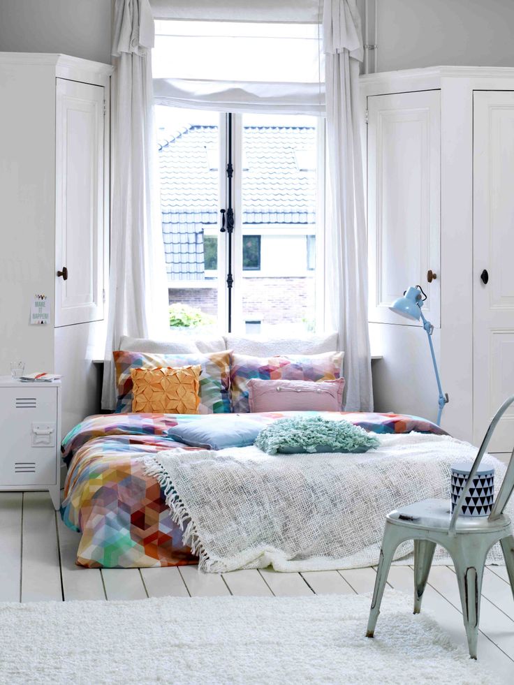 Bright Bedroom with Geometric Duvet