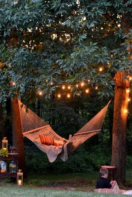 Charming Hammock with Soft Outdoor Lights