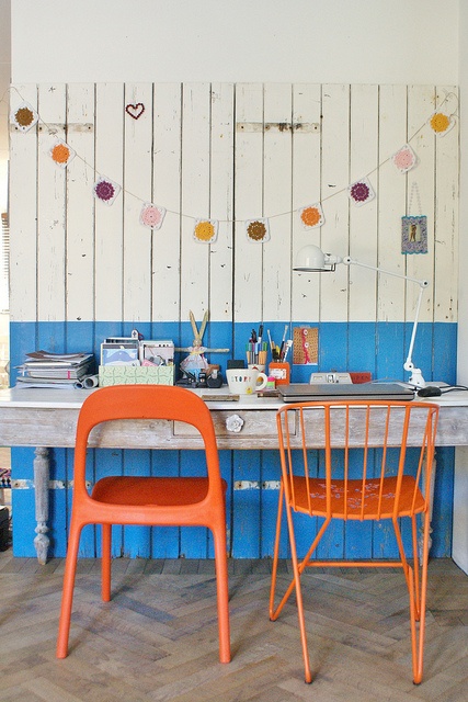 Coral & Blue Inspired Workspace Design