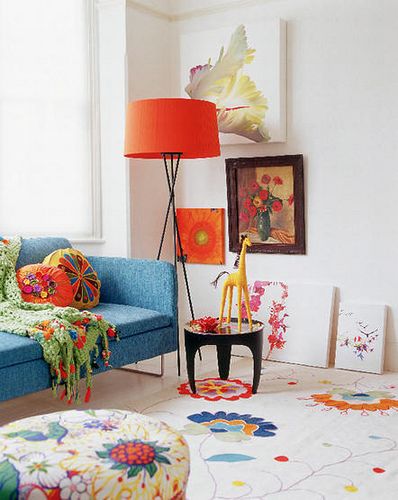 Flower Filled Colorful Family Living Room