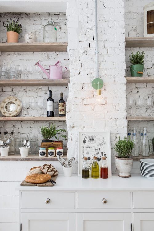 French Kitchen with Built-in Shelving