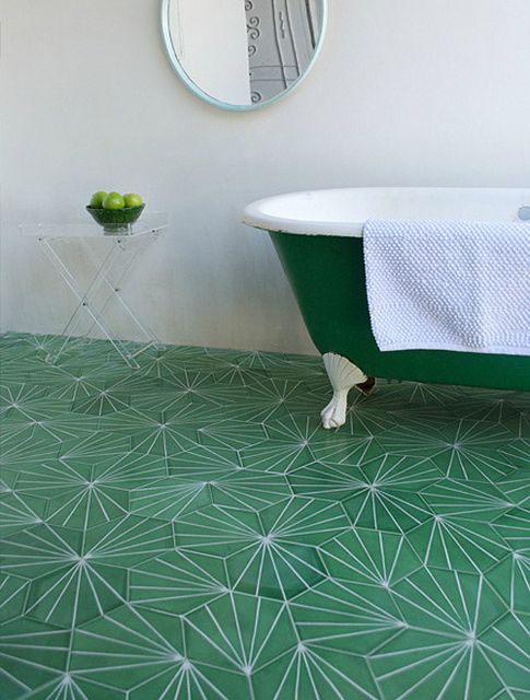 Green Hex Tile Bathroom Design