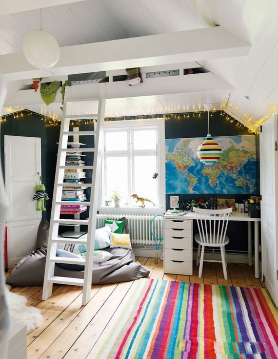 Colorful Kids Room with Upper Hideout