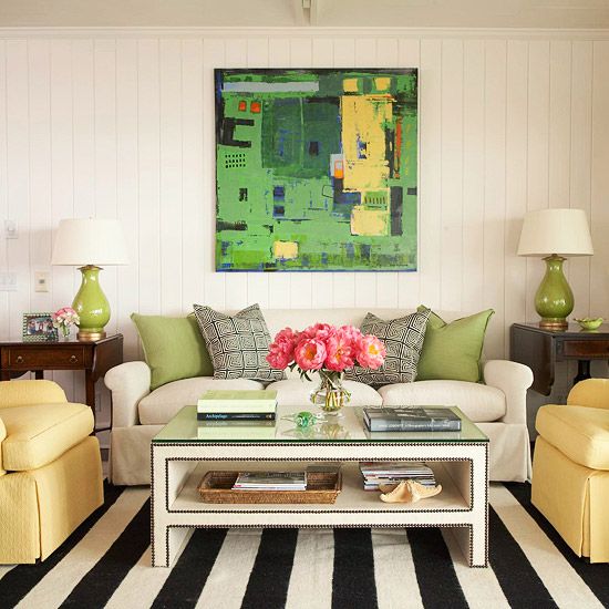 Living Room Design with Studded Piping Coffee Table