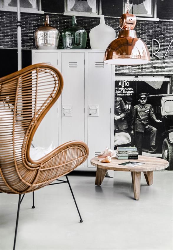 Modern Living Room with Repurposed Storage Lockers