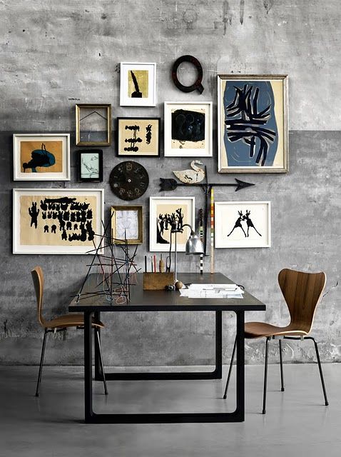 Concrete Workspace with Art Wall