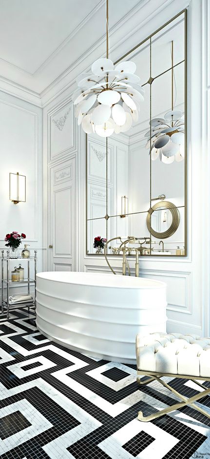 Black and White Mosaic Tile Pattern