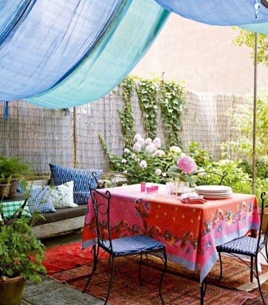 Colorful Outdoor Area with Canopy