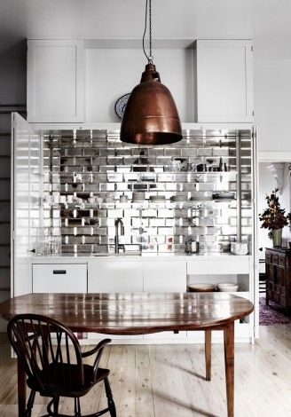 Flashy Silver Tile Backsplash