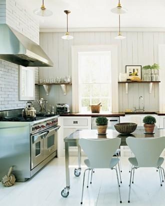 Modern Kitchen with Table on Casters