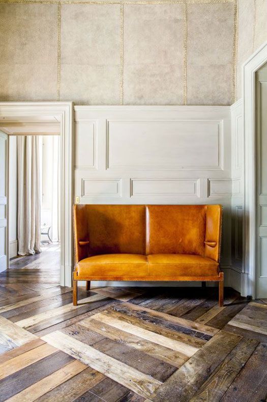 Multi-tone Parquet Floor with Statement Couch