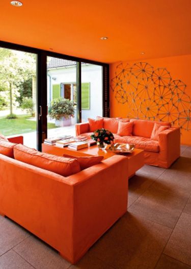 Orange Monochrome Living Room