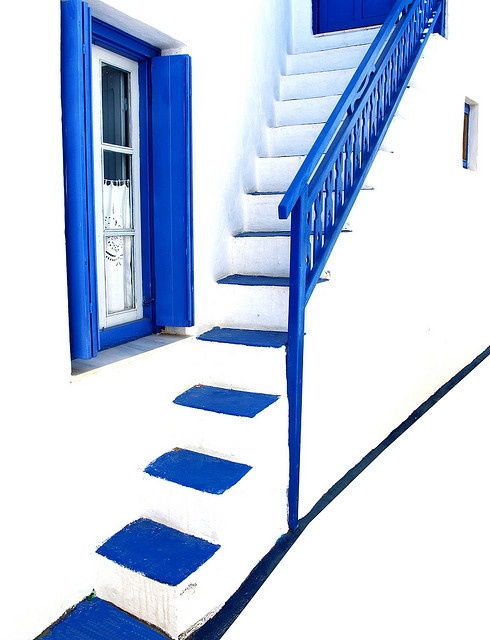 Blue and White Stairs