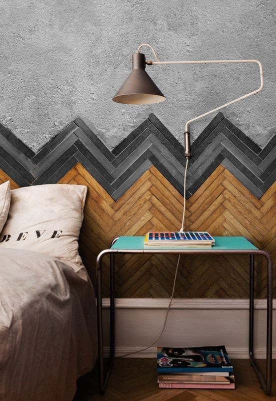 Bedroom with Herringbone Wall